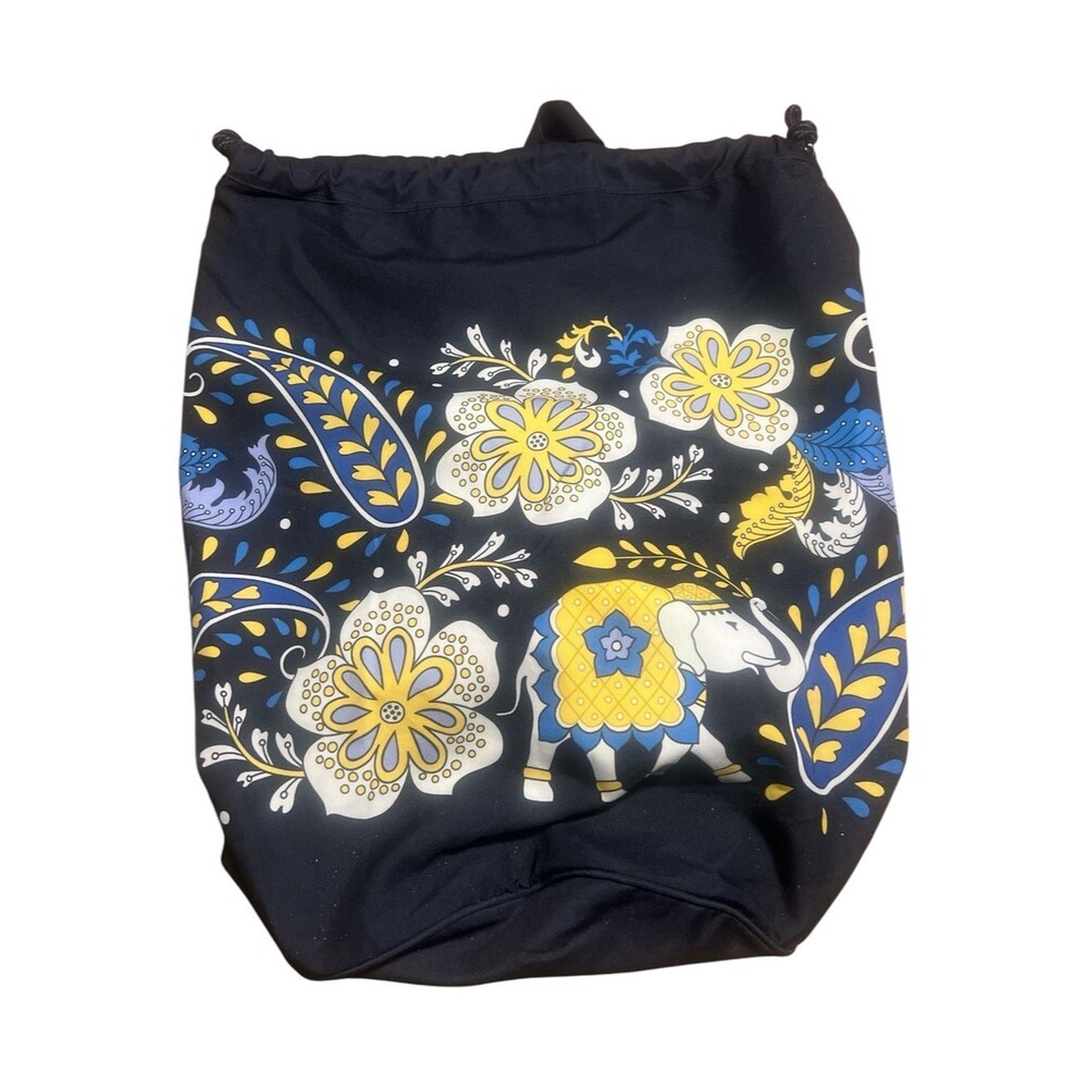 Vera Bradley Floral Elephant Drawstring Bag in Yellow & Blue
